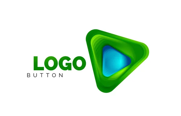 Juega, flecha o descargar icono de botón, diseño mínimo de la plantilla de logotipo de negocios. 3d geométrico negrita en estilo de relieve con efecto de pasos de mezcla de color. Ilustración vectorial para fondo de pantalla, Banner, Fondo, Tarjeta — Vector de stock