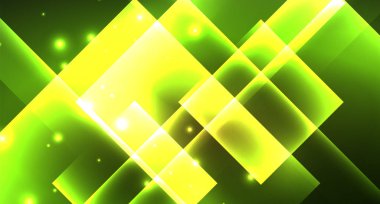 Parlak neon tasarım kare şekil soyut arka plan. Retro vektör soyut tasarım afiş şablonu