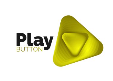 Oynat, ok ya da indir düğmesi simgesi, minimal tasarım iş logosu şablonu. 3d geometrik kalın ve renk karışımı basamakları olan kabartma stili. Duvar kağıdı, bayrak, arkaplan, kart için vektör illüstrasyonu