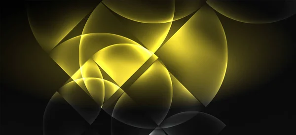 ネオン輝くテクノライン、ハイテク未来的な抽象的な背景。暗い空間で抽象的な形状を持つテンプレート — ストックベクタ