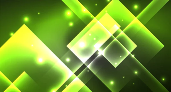 Neon fényes színes négyzetek a fekete, modern sablon — Stock Vector