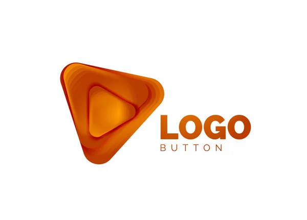 Juega, flecha o descargar icono de botón, diseño mínimo de la plantilla de logotipo de negocios. 3d geométrico negrita en estilo de relieve con efecto de pasos de mezcla de color. Ilustración vectorial para fondo de pantalla, Banner, Fondo, Tarjeta — Vector de stock