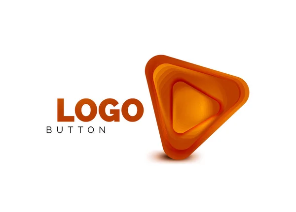 Juega, flecha o descargar icono de botón, diseño mínimo de la plantilla de logotipo de negocios. 3d geométrico negrita en estilo de relieve con efecto de pasos de mezcla de color. Ilustración vectorial para fondo de pantalla, Banner, Fondo, Tarjeta — Vector de stock