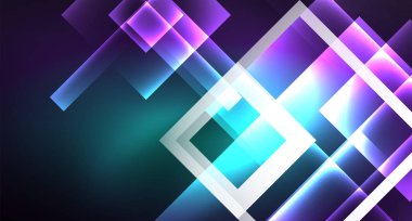 Siyah, modern şablon neon parlak renk kareler