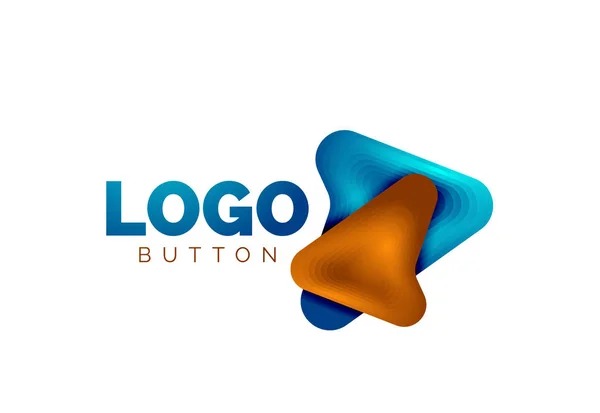 Pfeil-Logo-Vorlage. oder spielen oder herunterladen Button Logotyp Vorlage. minimales geometrisches Design, 3D-geometrisches fettes Symbol im Reliefstil mit Effekt der Farbmischung. Vektorillustration — Stockvektor