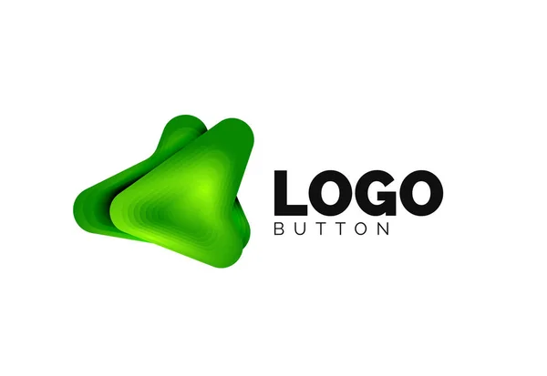 Plantilla de logotipo de flecha. O jugar o descargar plantilla de logotipo de botón. Diseño geométrico mínimo, símbolo en negrita geométrica 3d en estilo de relieve con efecto de pasos de mezcla de color. Ilustración vectorial — Vector de stock