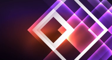 Siyah, modern şablon neon parlak renk kareler