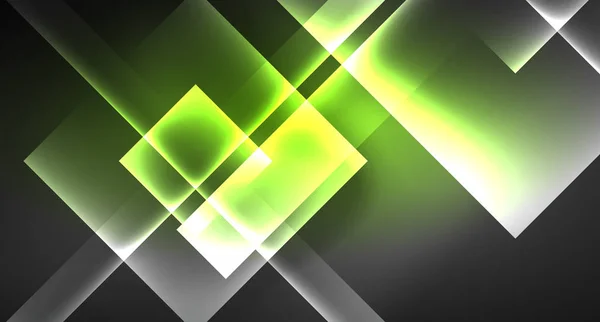 Neon quadrati di colore lucido su nero, modello moderno — Vettoriale Stock