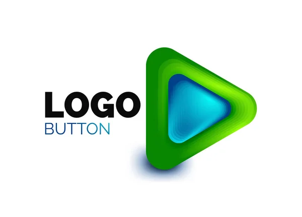 Juega, flecha o descargar icono de botón, diseño mínimo de la plantilla de logotipo de negocios. 3d geométrico negrita en estilo de relieve con efecto de pasos de mezcla de color. Ilustración vectorial para fondo de pantalla, Banner, Fondo, Tarjeta — Vector de stock