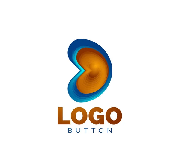 Шаблон логотипу абстрактної круглої форми. Мінімальний геометричний дизайн, 3d геометричний жирний символ у рельєфному стилі з ефектом кольорових сумішей. Векторна ілюстрація — стоковий вектор