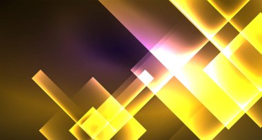 Siyah, modern şablon neon parlak renk kareler