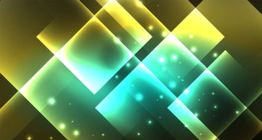 Parlak neon tasarım kare şekil soyut arka plan. Retro vektör soyut tasarım afiş şablonu