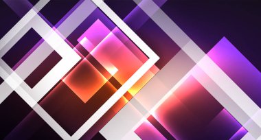 Siyah, modern şablon neon parlak renk kareler