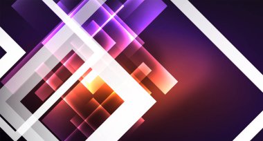 Siyah, modern şablon neon parlak renk kareler