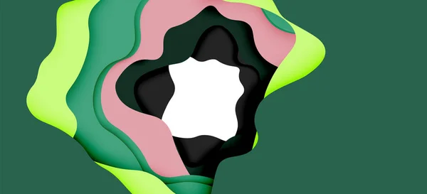 Patrón geométrico abstracto. capas de papel 3d cortan fondo de onda de colores. Origami cortó ondas abstractas para fondo web — Vector de stock