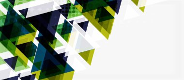 Beyaz arka plan üzerinde çok renkli mozaik üçgen geometrik tasarımlı afiş. Soyut doku. Vektör illüstrasyon tasarım şablonu.