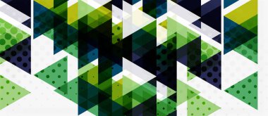 Beyaz arka plan üzerinde çok renkli mozaik üçgen geometrik tasarımlı afiş. Soyut doku. Vektör illüstrasyon tasarım şablonu.