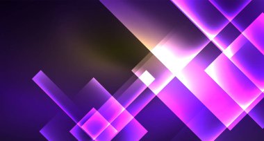 Parlak neon tasarım kare şekil soyut arka plan. Retro vektör soyut tasarım afiş şablonu