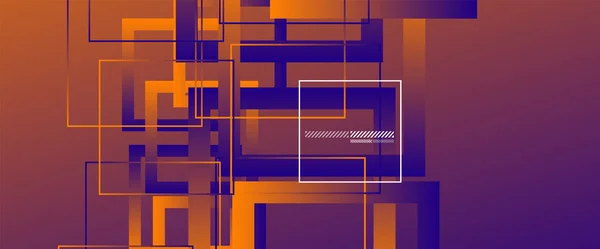 Streszczenie tła o prostych kwadratowych lub prostokątnych kształtach geometrycznych. Szablon geometryczny z gradientami płynu. Projektowanie linii, koncepcja technologii. Ilustracja wektor tapety, Tło baner — Wektor stockowy