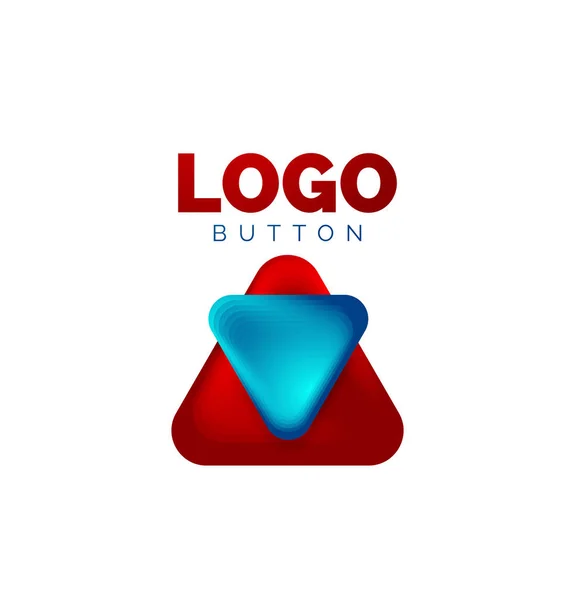 Juega, flecha o descargar icono de botón, diseño mínimo de la plantilla de logotipo de negocios. 3d geométrico negrita en estilo de relieve con efecto de pasos de mezcla de color. Ilustración vectorial para fondo de pantalla, Banner, Fondo, Tarjeta — Vector de stock