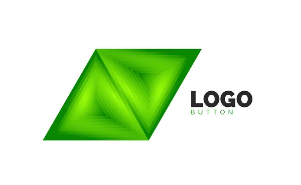 Modello di logo geometrico icona triangolo. Design geometrico minimale, simbolo geometrico in grassetto 3d in stile rilievo con effetto passi di fusione del colore. Illustrazione vettoriale per pulsante, banner, sfondo — Vettoriale Stock