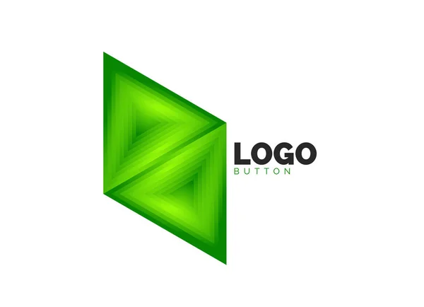 Plantilla de logotipo geométrico de icono de triángulo. Diseño geométrico mínimo, símbolo en negrita geométrica 3d en estilo de relieve con efecto de pasos de mezcla de color. Ilustración vectorial para botón, bandera, fondo — Vector de stock