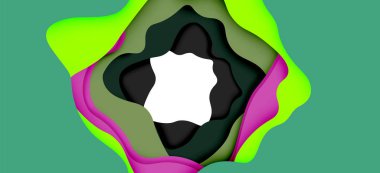 Soyut geometrik desen. 3D kağıt katmanları renkli dalga arka plan kesti. Origami Web arka plan için soyut dalgalar kesti