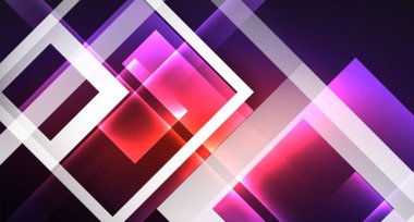 Siyah, modern şablon neon parlak renk kareler