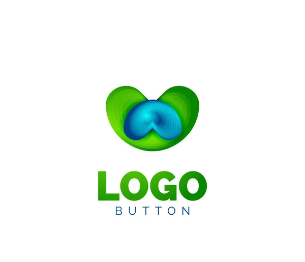 Soyut yuvarlak logo şablonu. Minimum geometrik tasarım, 3 boyutlu geometrik kalın sembol ve renk karışımı adımlar. Vektör İllüstrasyonu — Stok Vektör