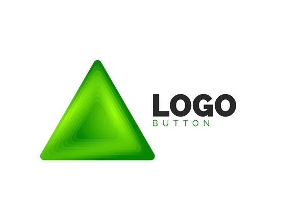 Modèle de logo géométrique icône triangle. Conception géométrique minimale, symbole gras géométrique 3d en style relief avec effet d'étapes de mélange de couleurs. Illustration vectorielle pour bouton, bannière, fond — Image vectorielle