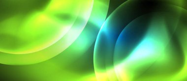 Mavi Neon kabarcıklar ve daireler soyut arka plan, futuristik büyü techno tasarım