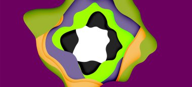 Soyut geometrik desen. 3D kağıt katmanları renkli dalga arka plan kesti. Origami Web arka plan için soyut dalgalar kesti