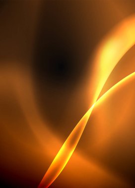 Parlak neon ışık hareket dalgaları ile karanlık alan. Soyut konsept grafik elemanı. Vektör Neon arka plan. Teknoloji arka planı