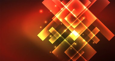 Parlak neon tasarım kare şekil soyut arka plan. Retro vektör soyut tasarım afiş şablonu