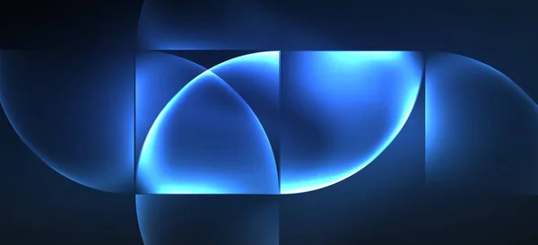 Triangolo rotondo a forma di neon blu colorato in stile moderno su sfondo chiaro. Spazio oscuro, modello di tecnologia futuristica. Effetto neon blu brillante . — Vettoriale Stock