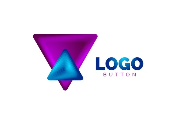 Modèle de logo géométrique icône triangle. Conception géométrique minimale, symbole gras géométrique 3d en style relief avec effet d'étapes de mélange de couleurs. Illustration vectorielle pour bouton, bannière, fond — Image vectorielle