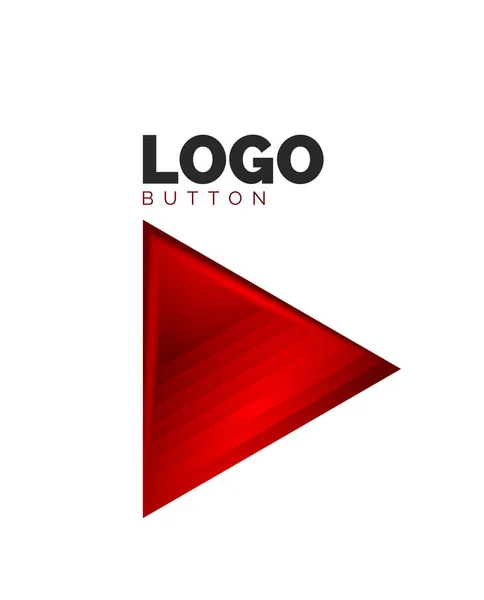 Modelo geométrico do logotipo do ícone do triângulo. Design geométrico mínimo, símbolo 3D em negrito geométrico em estilo de relevo com efeito de etapas de mistura de cores. Ilustração do vetor para o botão, bandeira, fundo —  Vetores de Stock