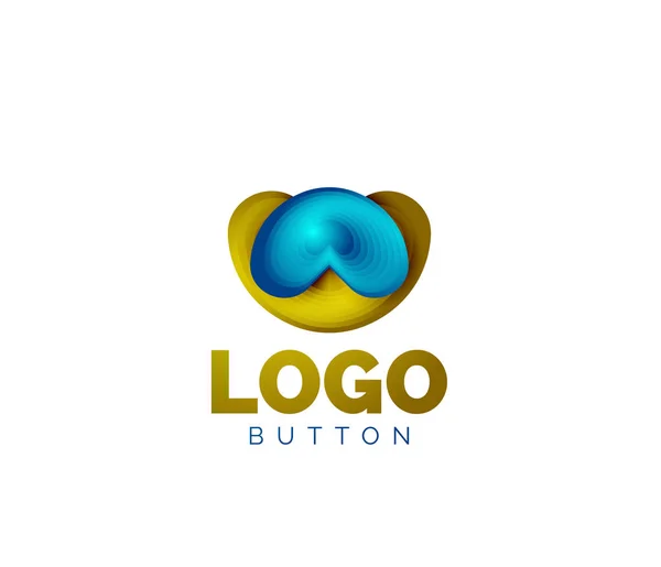 Soyut yuvarlak logo şablonu. Minimum geometrik tasarım, 3 boyutlu geometrik kalın sembol ve renk karışımı adımlar. Vektör İllüstrasyonu — Stok Vektör