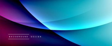 Gölgeli sıvı çizgiler ve eğimli arkaplanda ışık salla. Dinamik düz gölge çizgisi etkisi olan basit akışkan renk gradyanı soyut arkaplan