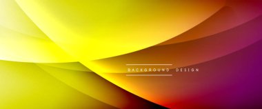 Gölgeli sıvı çizgiler ve eğimli arkaplanda ışık salla. Dinamik düz gölge çizgisi etkisi olan basit akışkan renk gradyanı soyut arkaplan