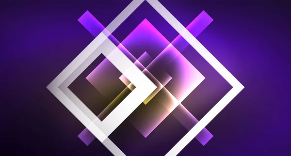 Glanzende Neon design vierkante vorm abstracte achtergrond. Retro vector abstract ontwerp banner sjabloon — Stockvector