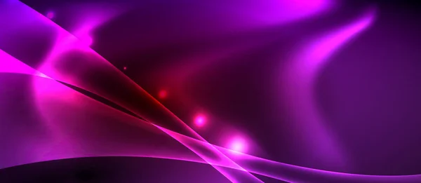ネオンカラーウェーブライン抽象的な背景、魔法のテクノ未来的な光 — ストックベクタ