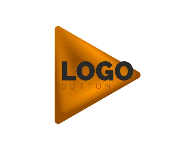 Szablon geometrycznego logo trójkąta. Minimalna geometryczna konstrukcja, pogrubiony symbol 3D w stylu reliefu z efektem mieszanki kolorów. Ilustracja wektorowa przycisku, sztandar, tło — Wektor stockowy