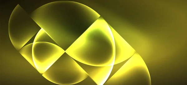 Techno brillante vidrio formas geométricas vector de fondo, plantilla oscura futurista con efectos de luz de neón y formas simples — Vector de stock