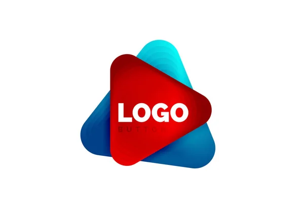 Afspelen, pijl-of downloadknop pictogram, minimaal ontwerp business logo template. 3D geometrische vet in reliëf stijl met kleur mix stappen effect. Vector Illustratie voor Behang, Banner, Achtergrond, Kaart — Stockvector