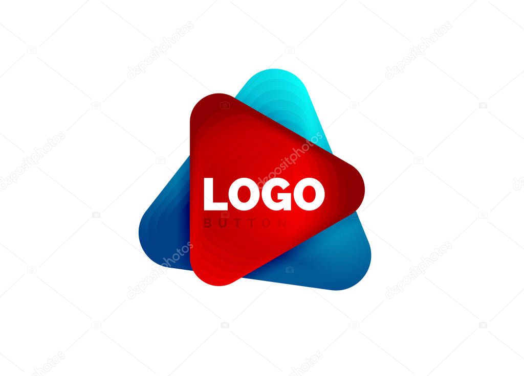 Play, arrow or download button icon, minimal design business logo template. 3d geometric bold in relief style with color blend steps effect. Vector Illustration For Wallpaper, Banner, Background, Card