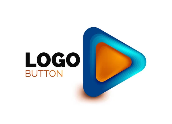 Juega, flecha o descargar icono de botón, diseño mínimo de la plantilla de logotipo de negocios. 3d geométrico negrita en estilo de relieve con efecto de pasos de mezcla de color. Ilustración vectorial para fondo de pantalla, Banner, Fondo, Tarjeta — Archivo Imágenes Vectoriales