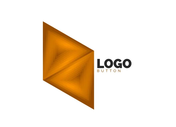Modèle de logo géométrique icône triangle. Conception géométrique minimale, symbole gras géométrique 3d en style relief avec effet d'étapes de mélange de couleurs. Illustration vectorielle pour bouton, bannière, fond — Image vectorielle