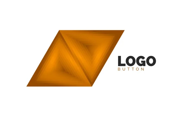 Modelo geométrico do logotipo do ícone do triângulo. Design geométrico mínimo, símbolo 3D em negrito geométrico em estilo de relevo com efeito de etapas de mistura de cores. Ilustração do vetor para o botão, bandeira, fundo — Vetor de Stock