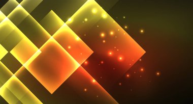 Parlak neon tasarım kare şekil soyut arka plan. Retro vektör soyut tasarım afiş şablonu